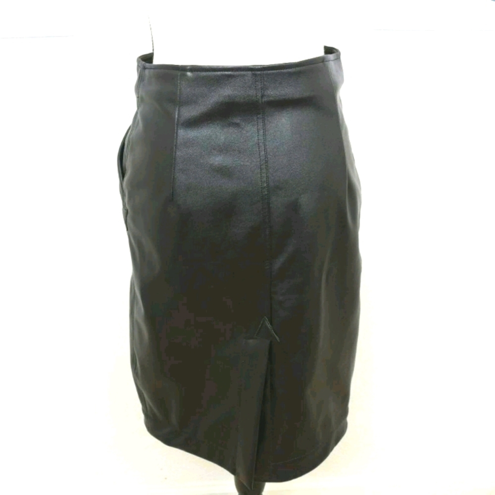 KIX Black Faux Leather Zipper Front Skirt